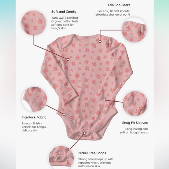 Wink & Blink Organic Girls Long Sleeve Bodysuits 4 pack - Picture 2 of 12